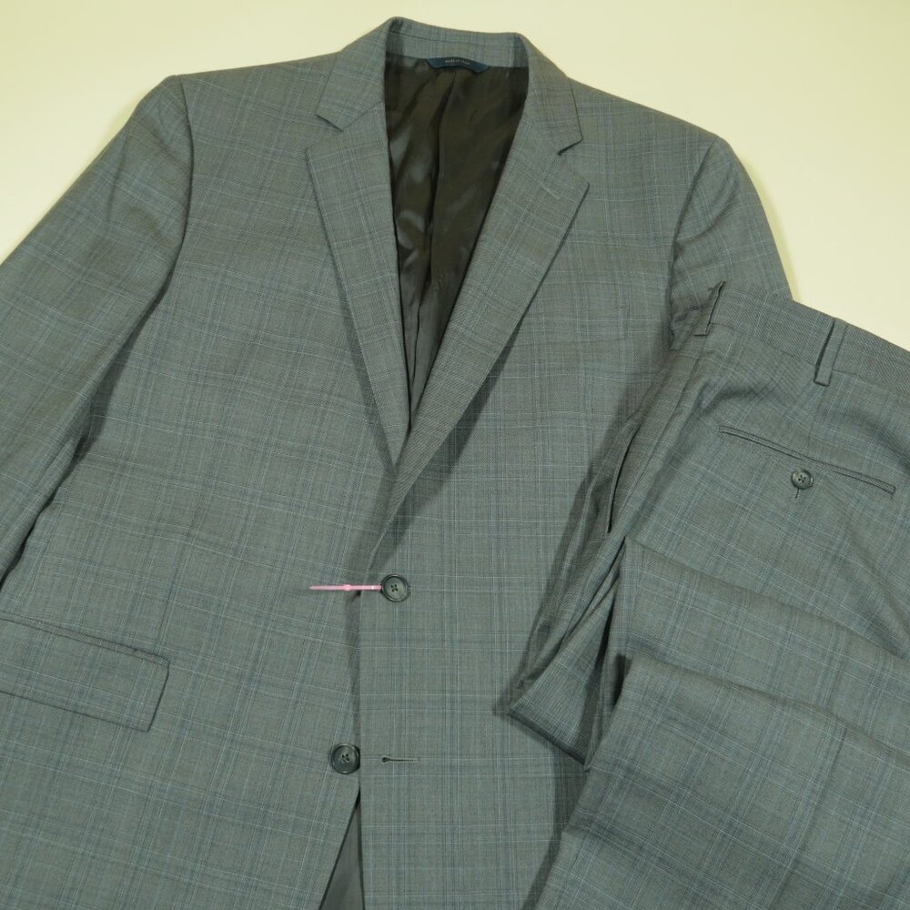 Brooks Brothers Saxxon Wool Regent Suit Mens 44L 38 Gray Glenplaid Sharkskin